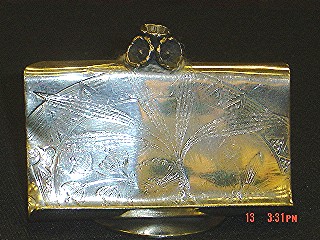 Silverplate place card holder - flowers