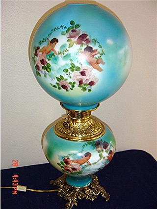 Gone With The Wind lamp blue with cherubs