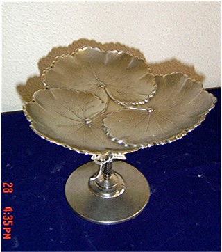 Lily pad card receiver 1860 Reed & Barton silverplate