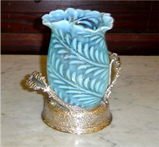 glass celery in silverplate frame