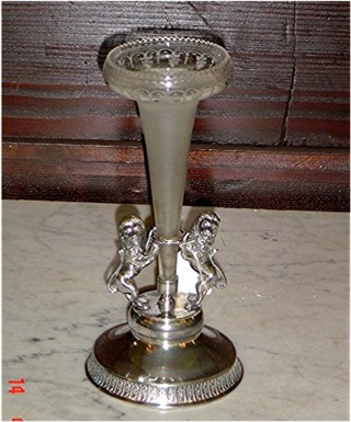 silverplate lion holder vase