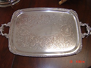 2 handles silverplate tray