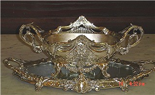 Silverplate French centerpiece bowl and plateau