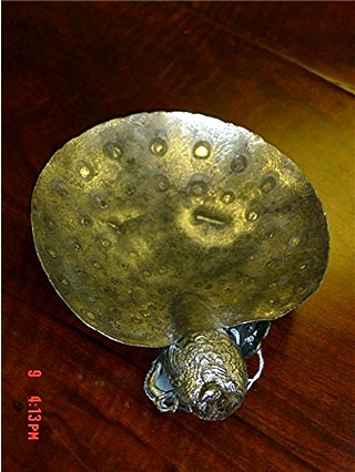 Silverplate card receiver Webster 3641 Peacock