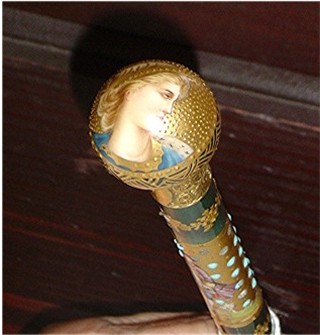 Royal Vienna portrait cane handle