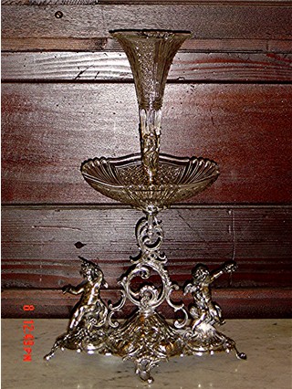 Silverplate & crystal cherub epergne
