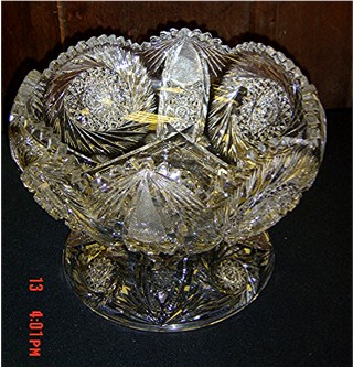 Cut glass punch bowl